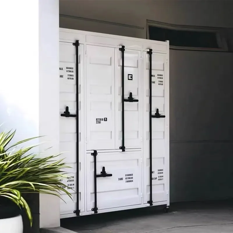 Wrought Iron Industrial Style Meal Prep Cabinet Tea Storage Locker Mobile Dining Container for Camping and Home Organization