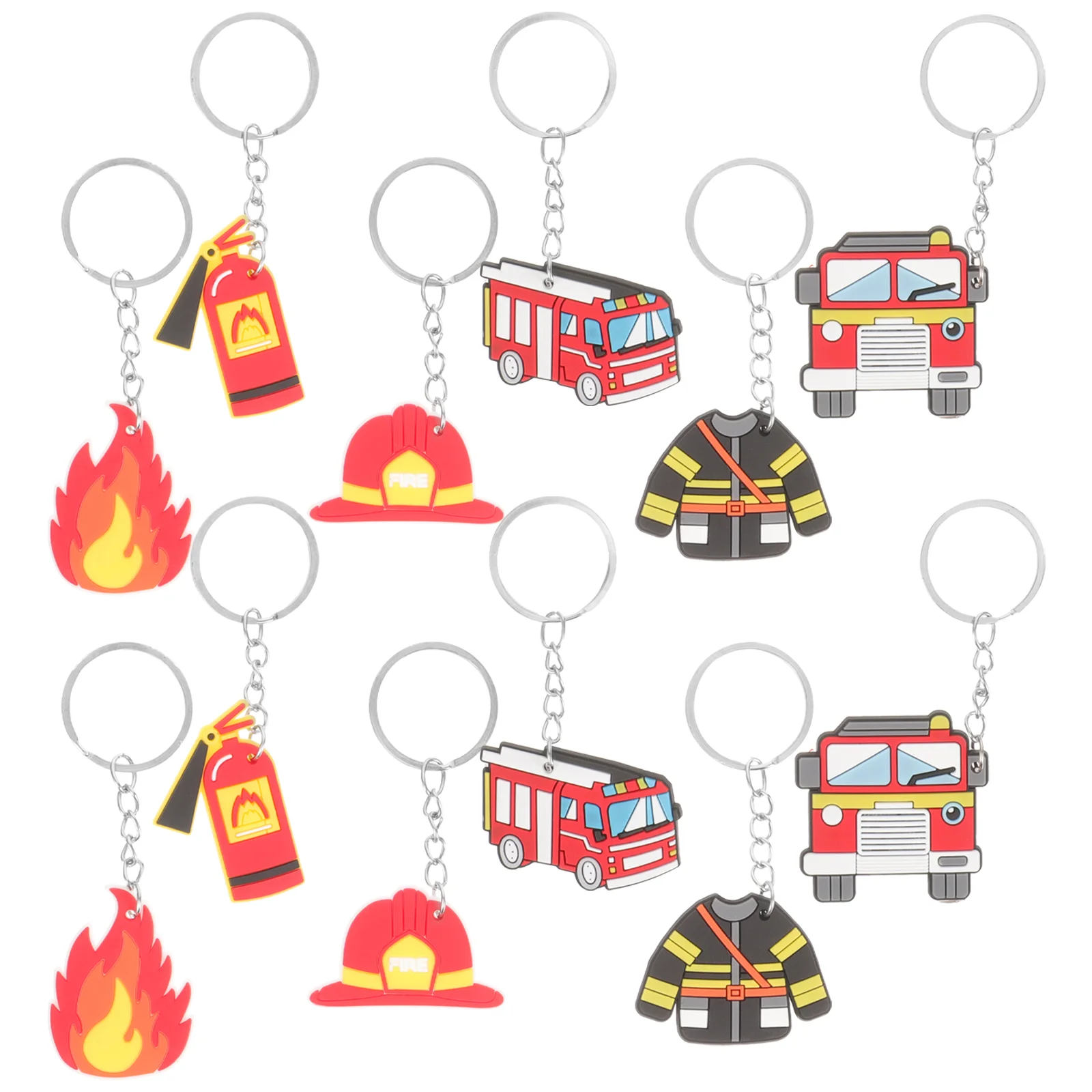 12 Pcs Key Ring Firefighter Party Favors Pendant Ornament Luggage Colorful Gift Decor Child