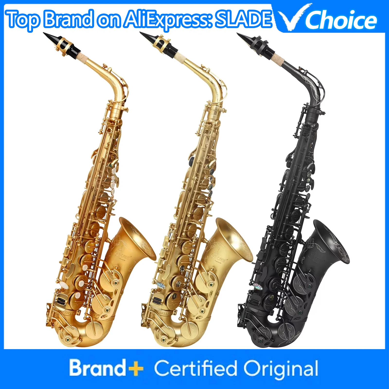 

SLADE Alto Saxophone Brass Body Frosted Exterior Eb Saxophone High Quality Professional Woodwind Instruments With Case Sax Stand