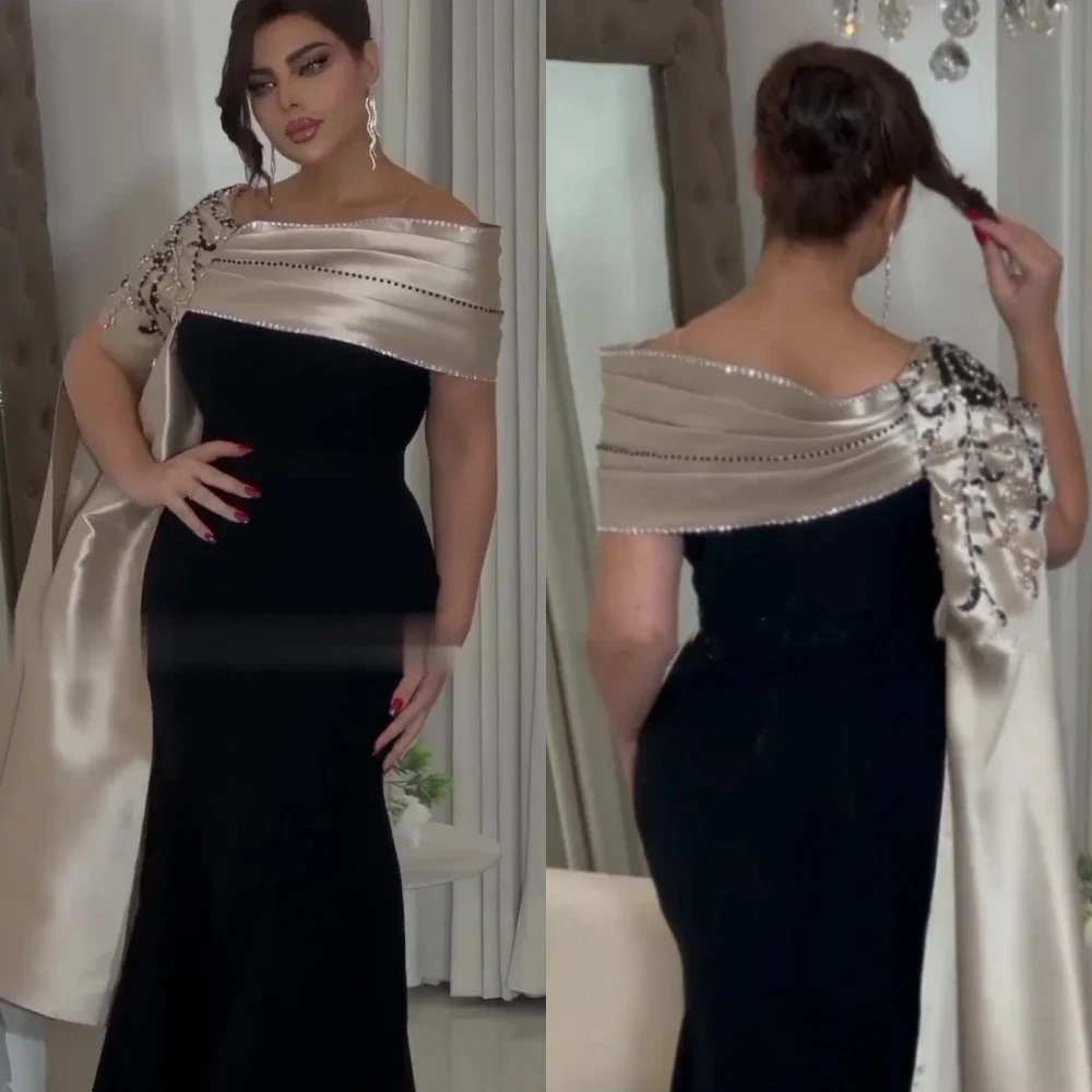 

Customized Elegant Off-the-shoulder Mermaid Sweep/Brush Evening Dresses Sequin Rhinestone S Formal Occasion Gown