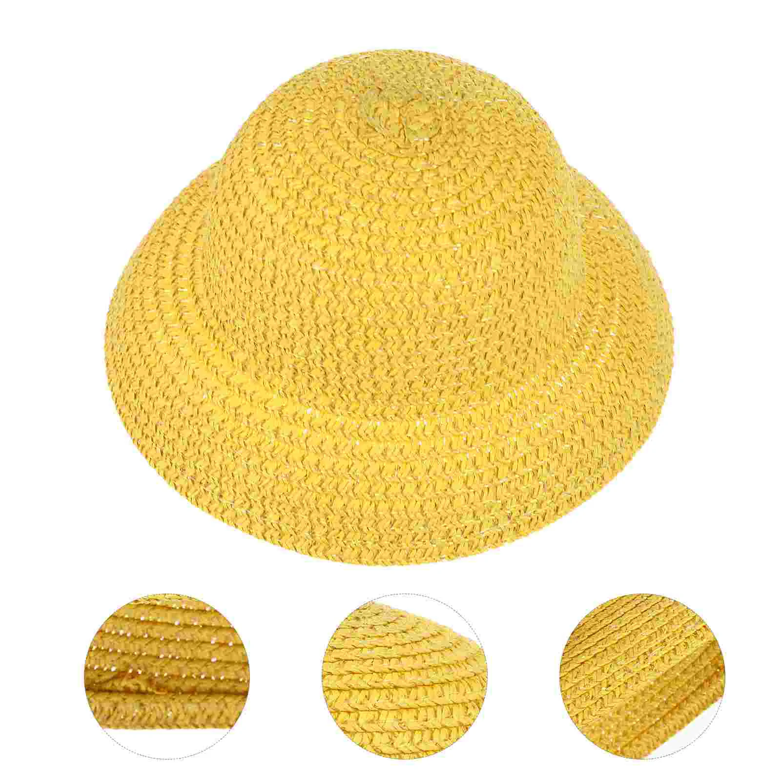 

Straw Hat Mini Hats Decor Miniature Hand Knitting Costume Accessories Decorate Cartoon House Crafts