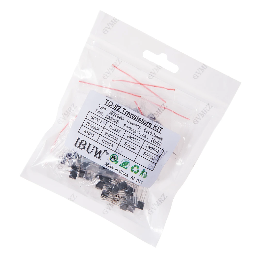 100PCS 10Values TO-92 Transistors Kit (BC337/2N2222/S8050 etc.) for Arduino DIY Electronic Project BC337 2N2222
