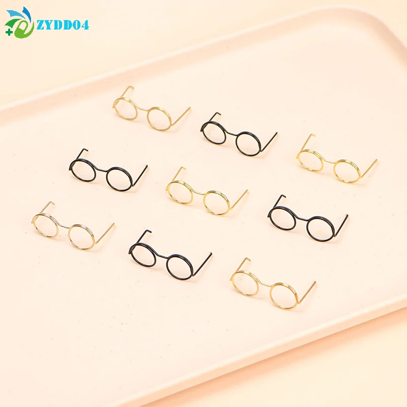 10 Pezzi Montature per Occhiali Rotonde in Metallo Stile Retrò Senza Lenti per Decorazione Bambole di Peluche
