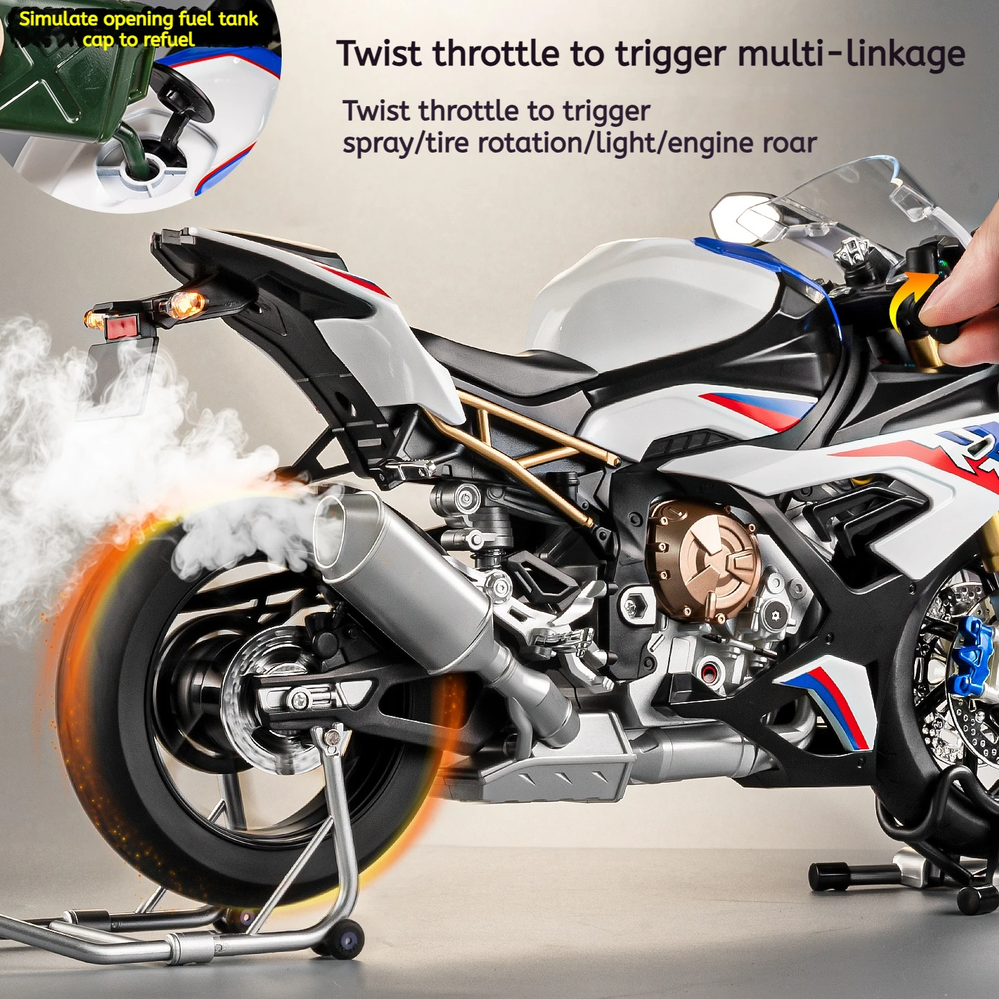 Simulation Spray for BMW 1:6 Scale R1000 Alloy Super Motorcycle Model Die-Cast Toy Vehicle Boyfriend Gift Collection Miniature