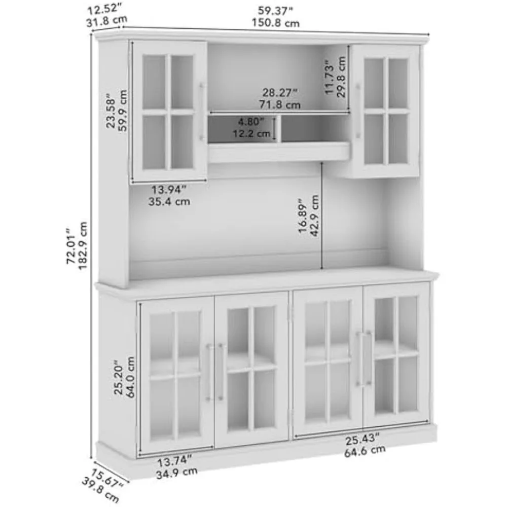 Aparador moderno/contemporáneo de 60 W con aparador en blanco