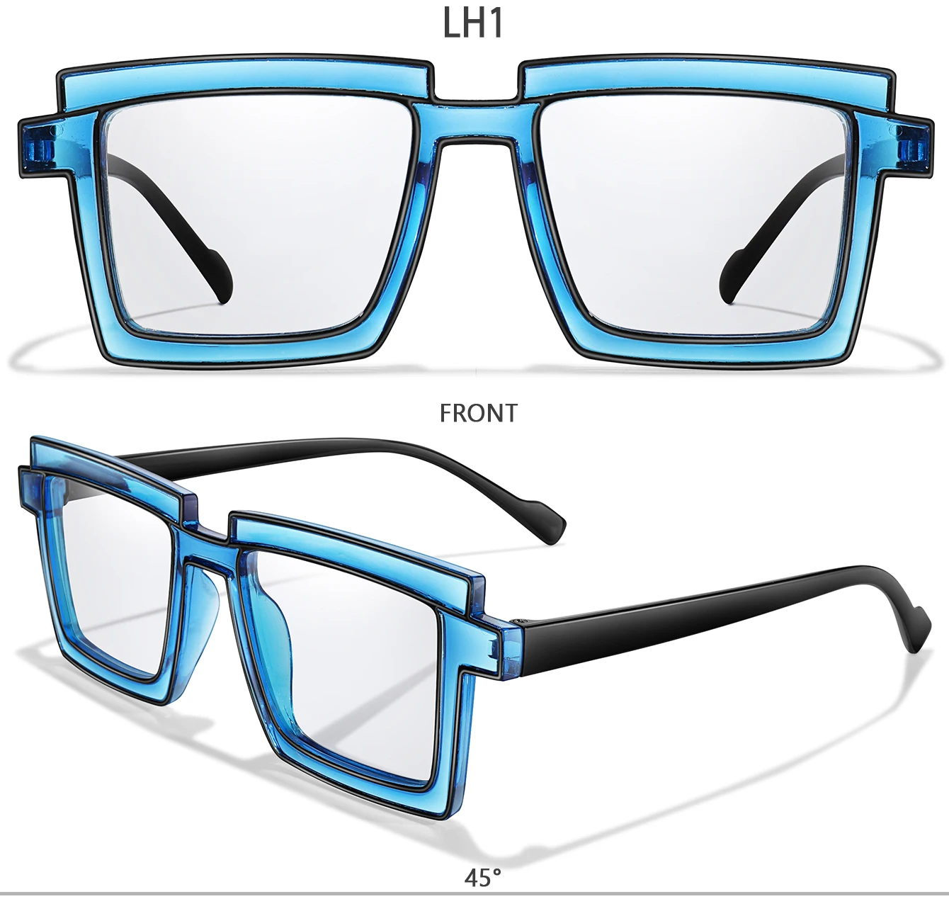 Modische Sonnenbrille für Damen, trendige, niedliche, quadratische, übergroße, transparente Sonnenbrille für den täglichen Outfit, Party, Reisen, Strandurlaub, mit Box – Detail 4