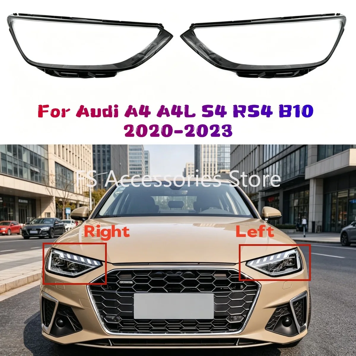 Paar Scheinwerfer-Abdeckungen Transparente Autoscheinwerfer-Abdeckung Lampenschirm Linse Für Audi A4 A4L S4 RS4 B10 2020 2021 2022 2023