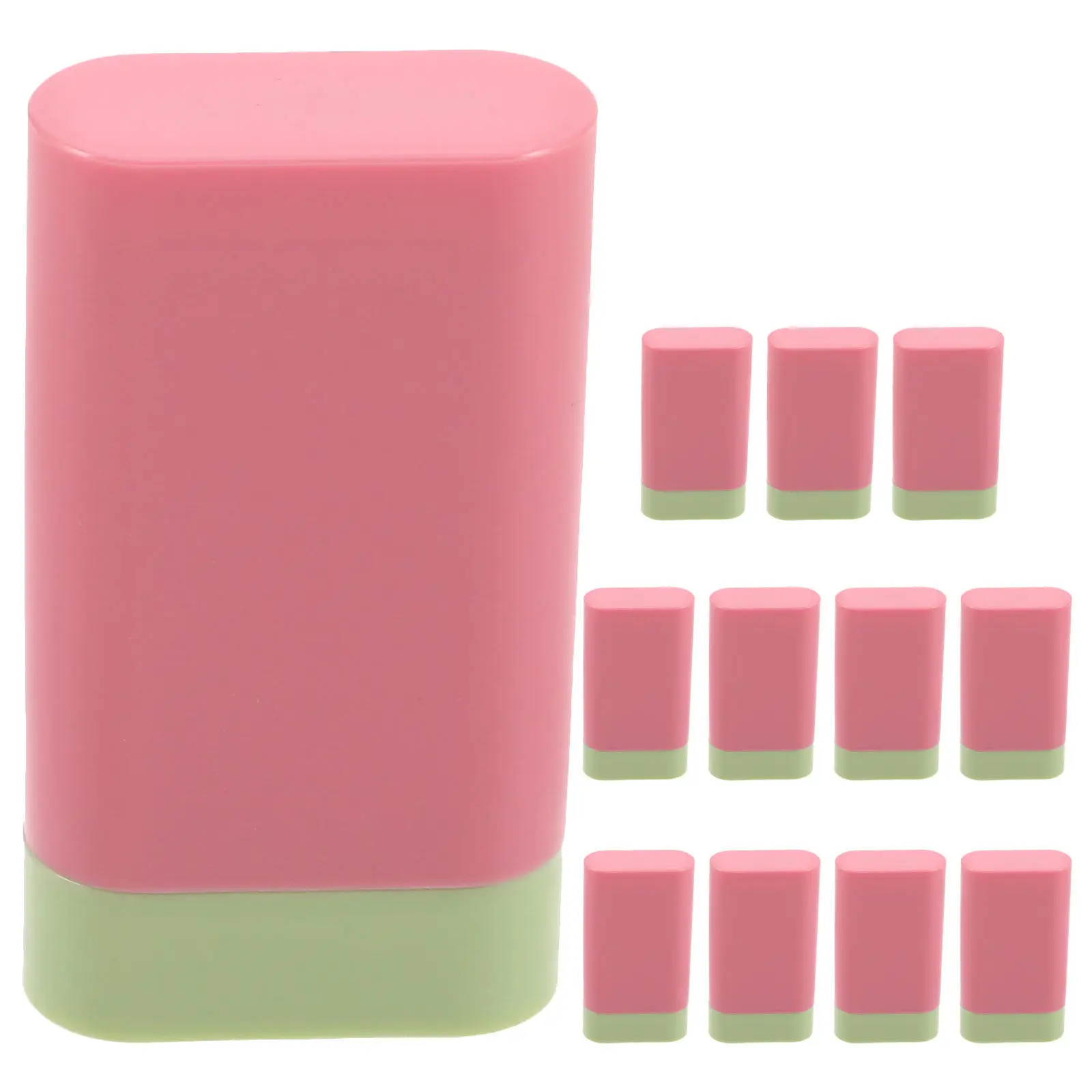 12Pcs Empty Cheek Blush Stick Tubes Deep Pink Refillable Plastic Balm Stick Containers Flat Tubes for Cream Blush Lip