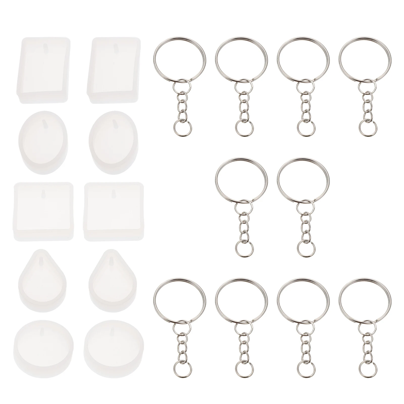 

10 Sets Key Ring Jewelry Molds for Resin Keychain Epoxy Diy Pendant Making Silicone Mold Stainless Steel Molds Lightweight