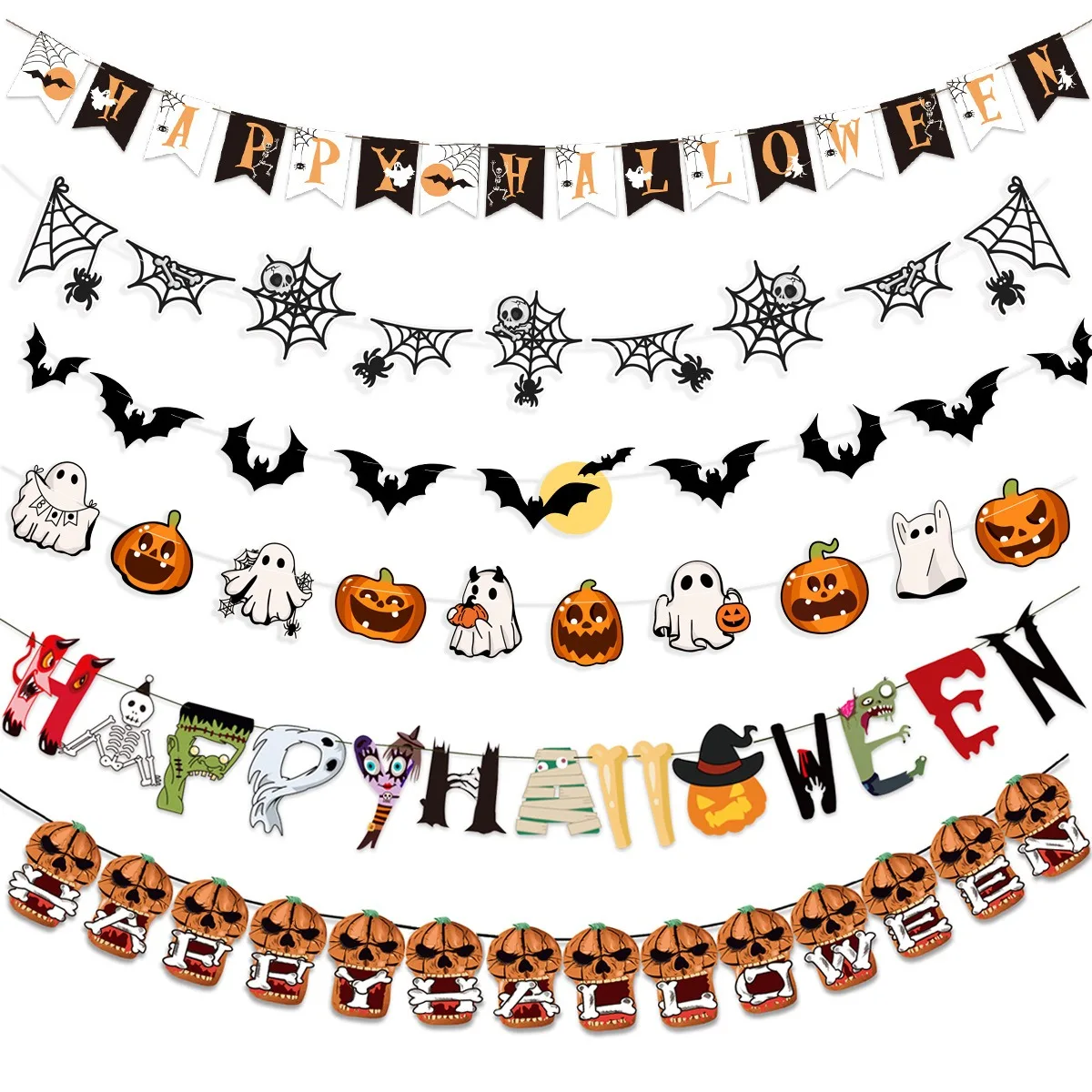 

Halloween Bat Pumpkin Ghost Banner Ghost Festival Supplies Hanging Pendants Trick or Treat Happy Halloween Party Decorations