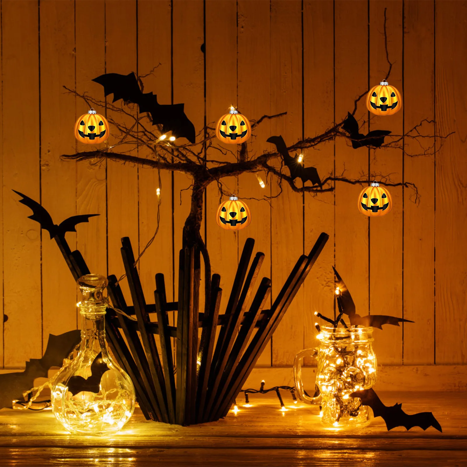 12pcs Halloween Pumpkin Hangin Pumpkin Prop Halloween Element Pendant for Indoor Outdoor Tree Decor