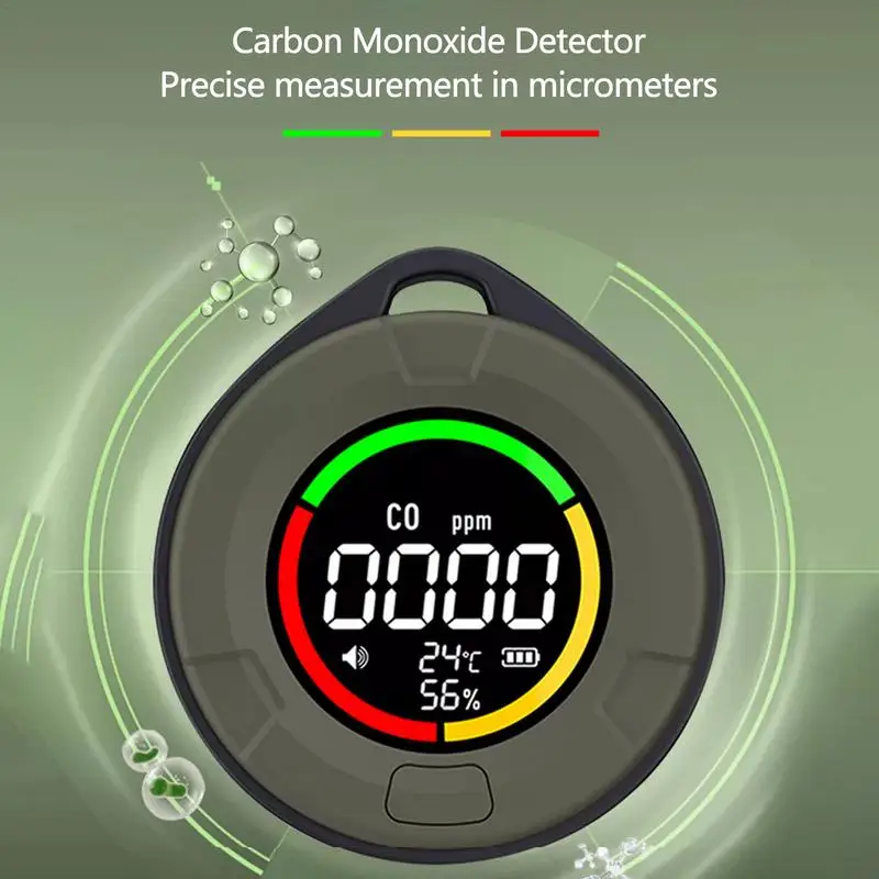 CO Detector 3 In 1 LED Digital Display Carbon Monoxide Home Detector Temp And Humidity Tester CO Sensor 1000mAh Portable CO