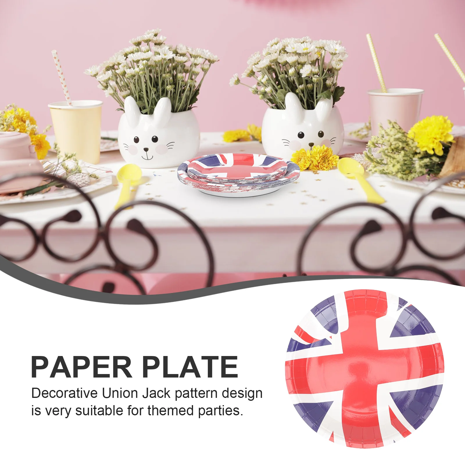 

32pcs Union Jack Paper Plates Disposable Food Serving Tableware For Party Cake Dessert Festival Decor Lightweight Multi-Function