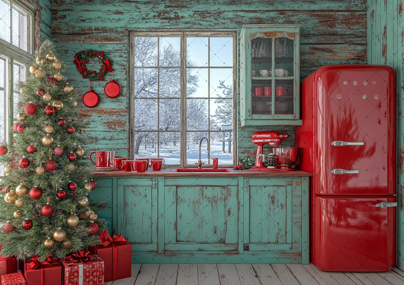 ฉากหลังคริสต์มาสติดผนังไม้ ตู้ - Kitchen Appliances To Gift บทวิจารณ์และราคา