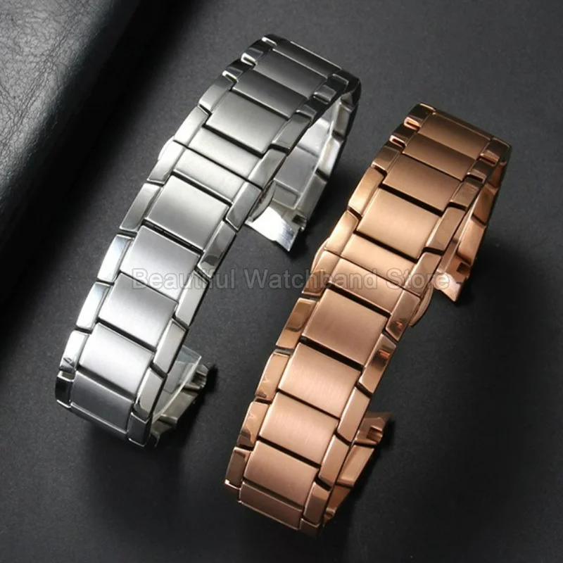 Seamless Curved Special End Watch Strap for Armani AR2433 AR2447 AR2458 AR2453 AR2448 Solid Stainless Steel Watch Accessories
