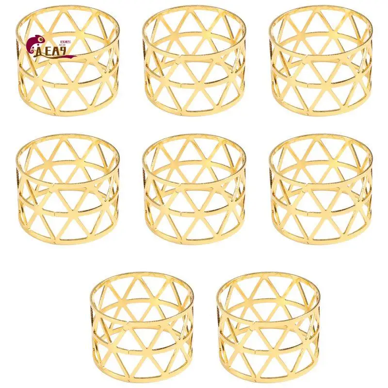 AEA9-8 Pcs Of Round Mesh Napkin Ring Holder, Table Set Suitable For Casual Or Formal Occasions And Wedding Parties