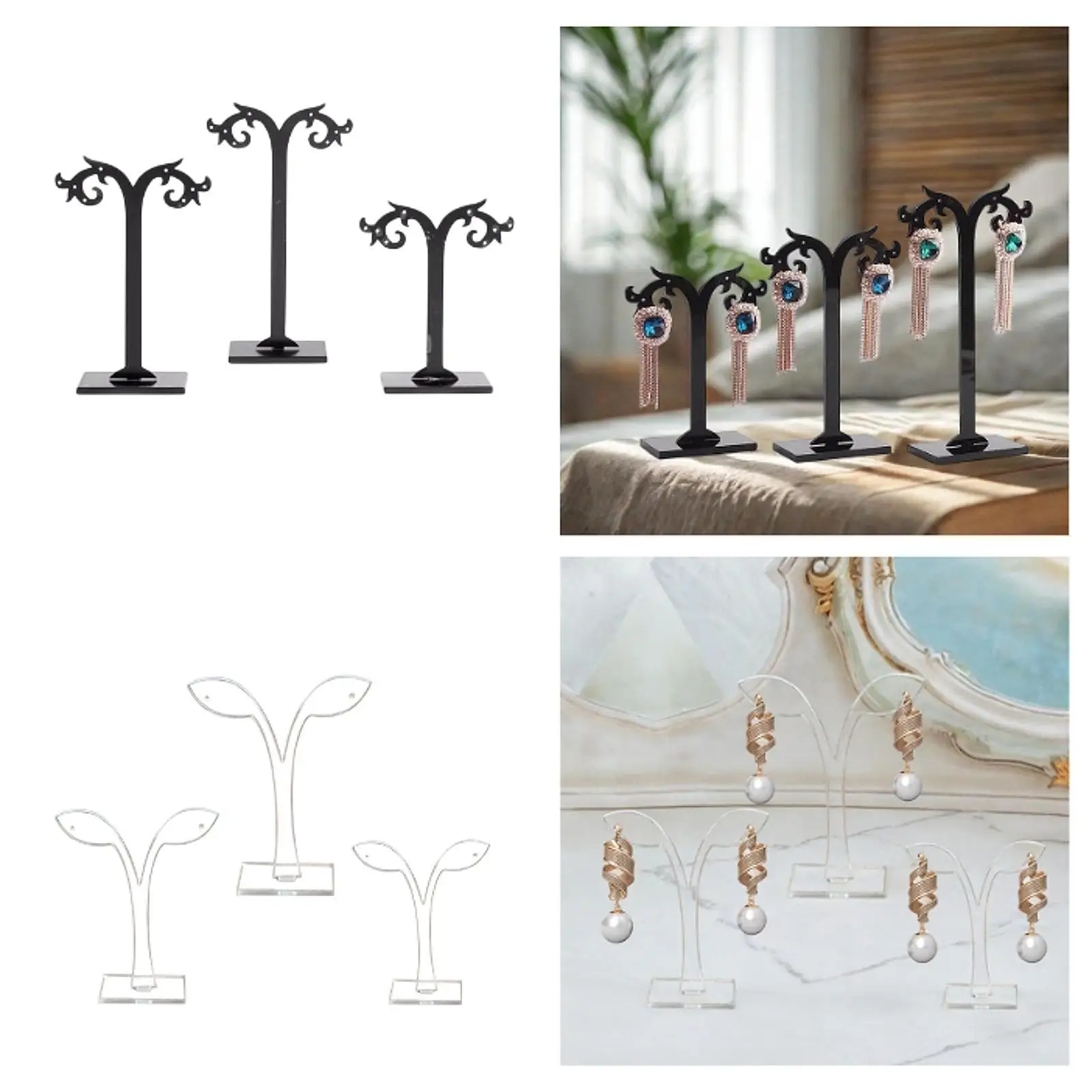 

3x Earring Display Stand, Earring Holder with Stable Base Jewelry Storage Rack