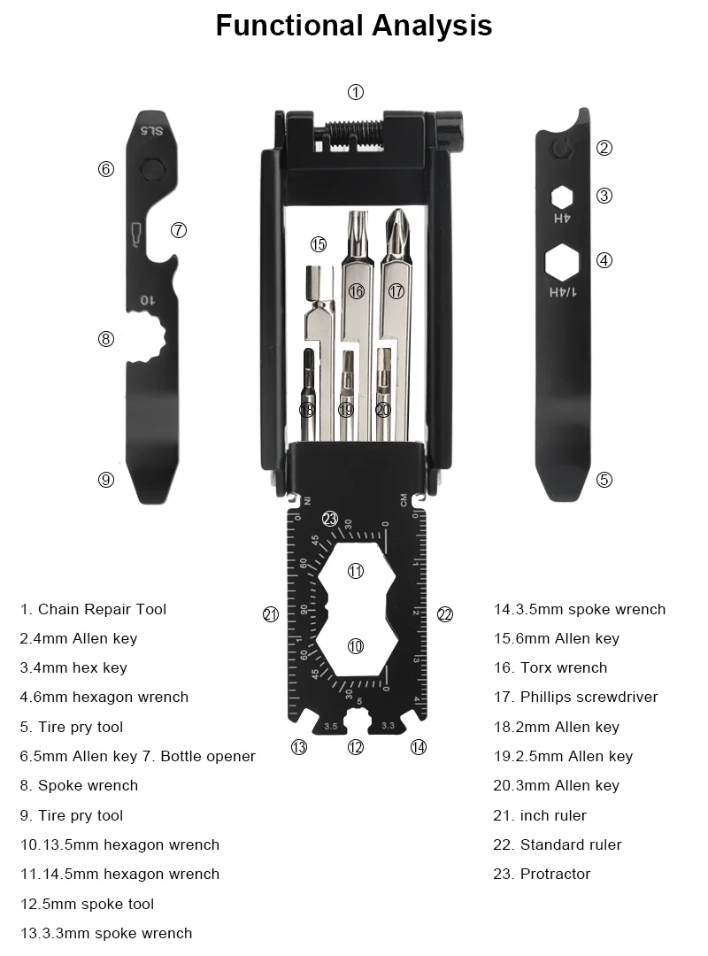 Bicycle Multi Function Tool Kit Foldable Hex Spoke Wrench For Cycle Chain Cutter Mountain Road Bike Screwdriver Repair Tools Set