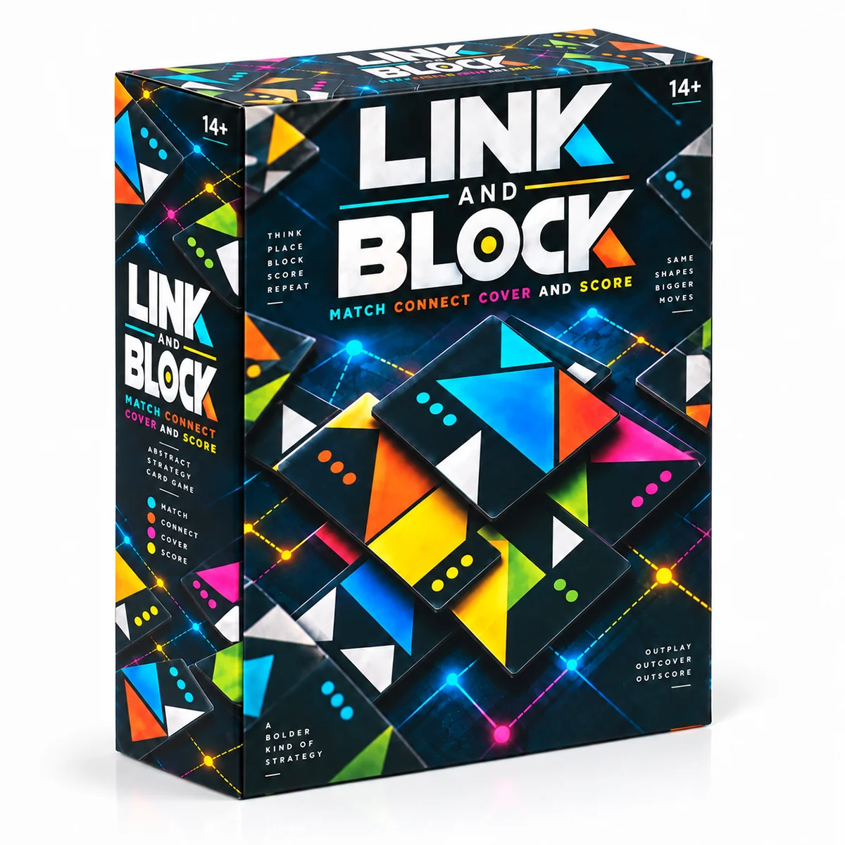 LINK AND BLOCK Match Connect Cover and Score Strategy Card Game Fast Paced Shape Matching Game Spatial Puzzle Family Game Night