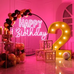 Happy Birthday Neon sign Custom LED Decorative Lights Room Wall Decor Signs Birthday Party Signs Party Backgrounds for Her Perso