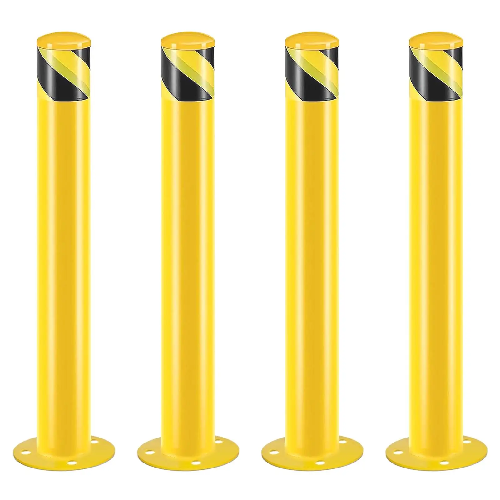 Safety Bollard Post, 42 Inch Height Steel Bollards, 3 Inch Diameter Parking Bollard, Yellow Powder Coated Safety Parking Barrier