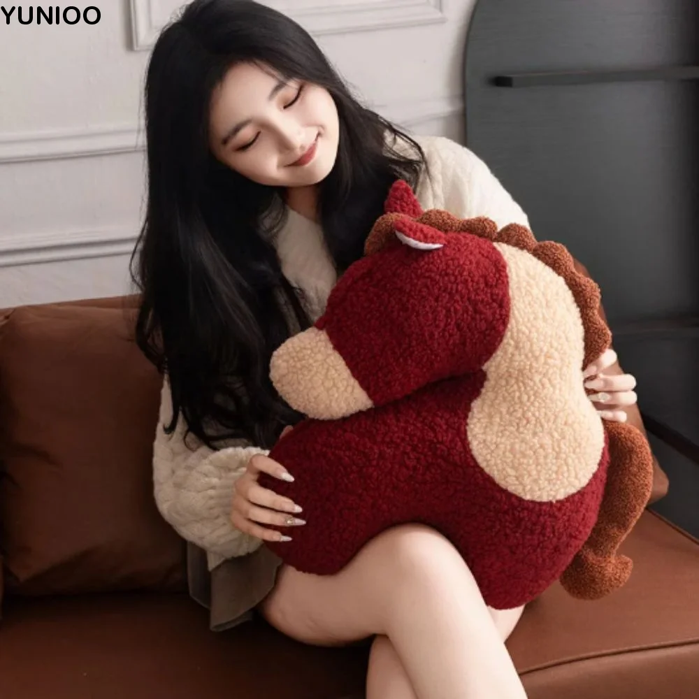 

Machine Washable Pony Plush Pillow Plush Material Red Color Soft Pillow Cozy Soft Non-Slip Bottom Cute Pillow Bed Sofa