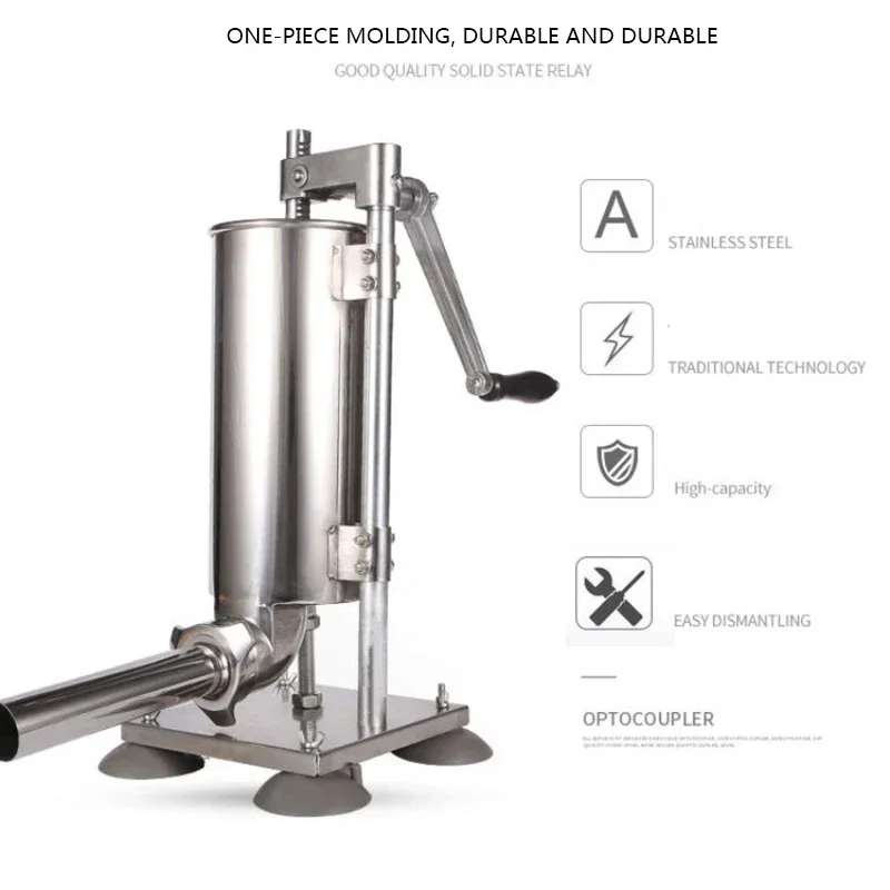 Gorąca sprzedaż ręczna maszyna do kiełbasy z przyssawką do kiełbasy z wysokim napełnieniem mięsa 4L pionowa nadzienie do kiełbasy ze stali nierdzewnej