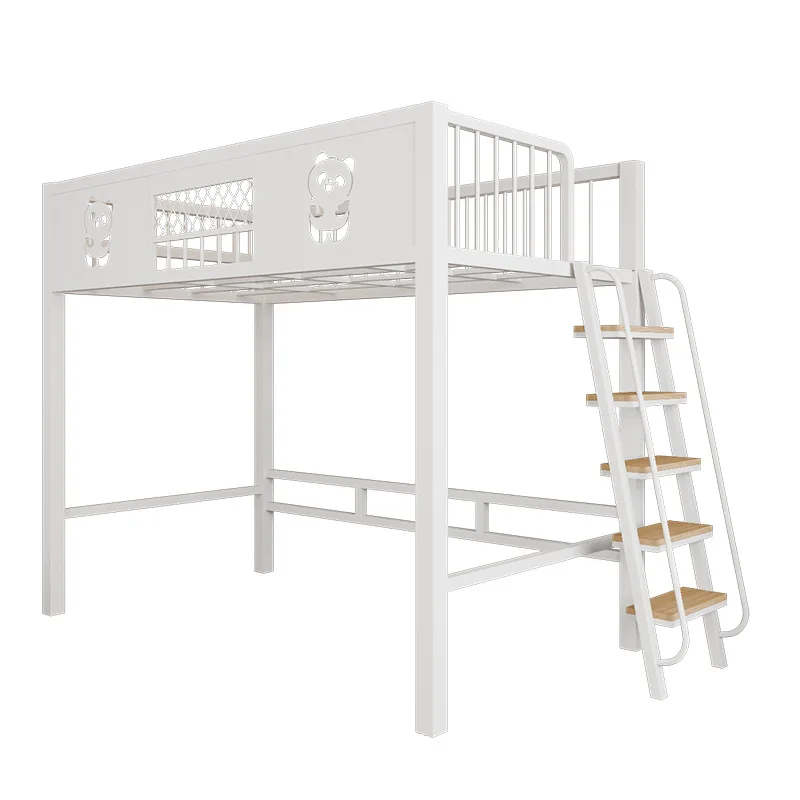

Multifunctional children's elevated bed wrought iron space saving bed under the table Nordic duplex second floor loft bed