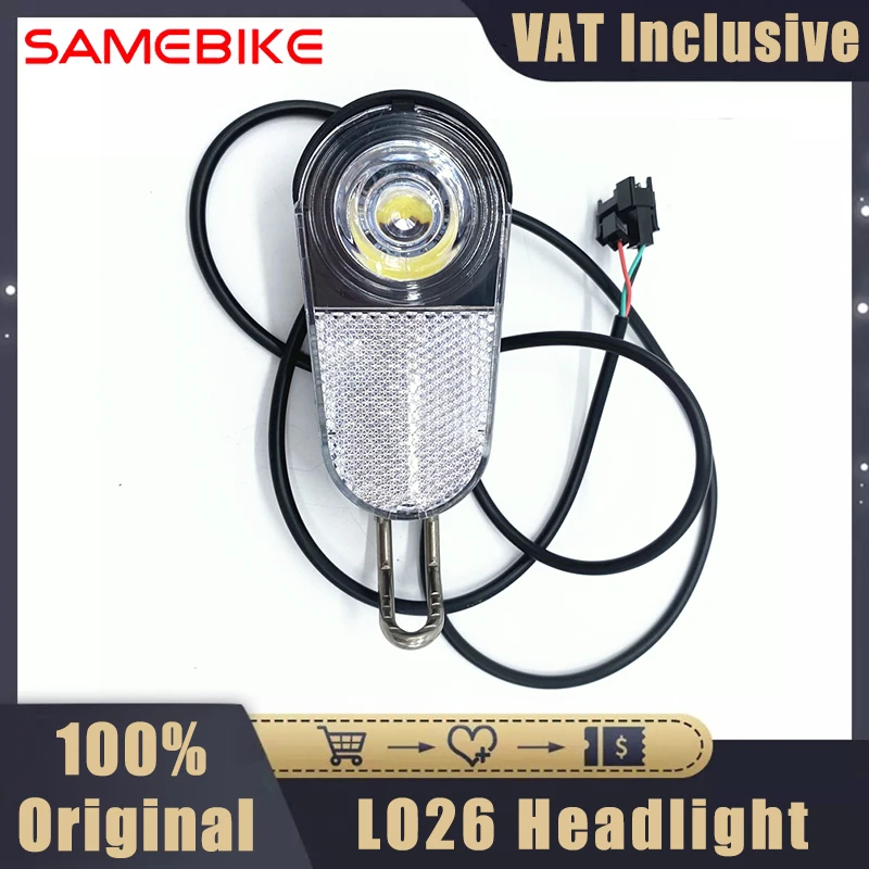 Original Headlight for SAMEBIKE LO26 500W Motor 21 Speed Electric Bicycle Cycling Foldable E-Bike Headlight Replacement