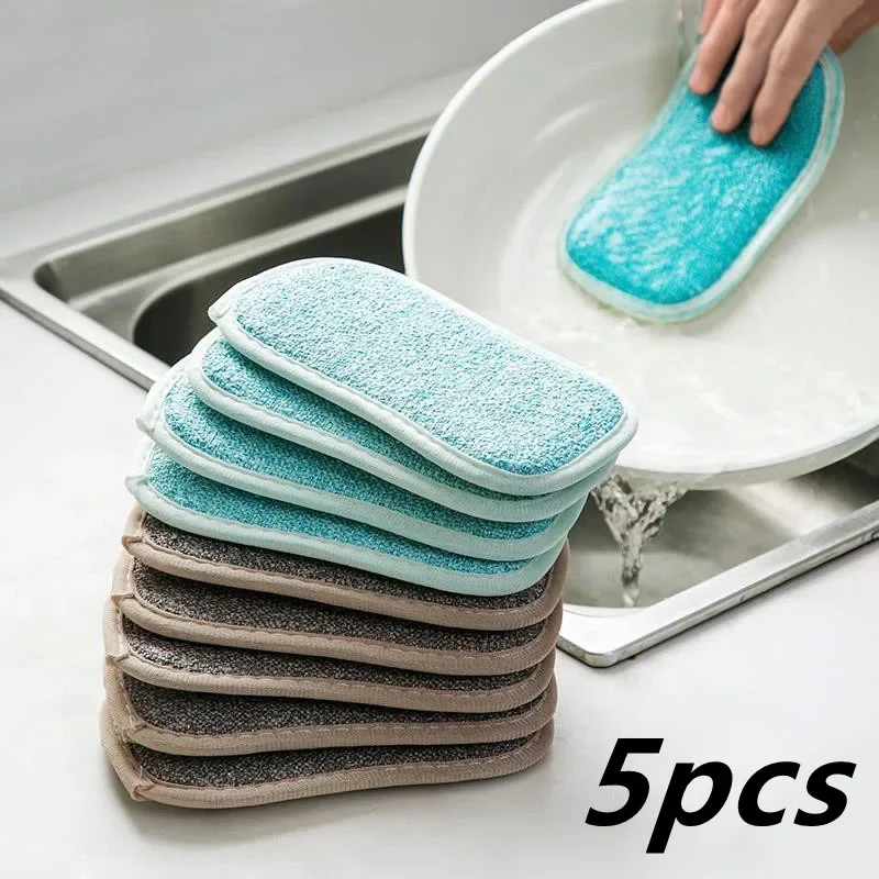 

Double Sided Cleaning Sponge Kitchen Scouring Pad Dishcloth Removing Rust Pot Brush Decontamination Kitchen Cleaning Accessories