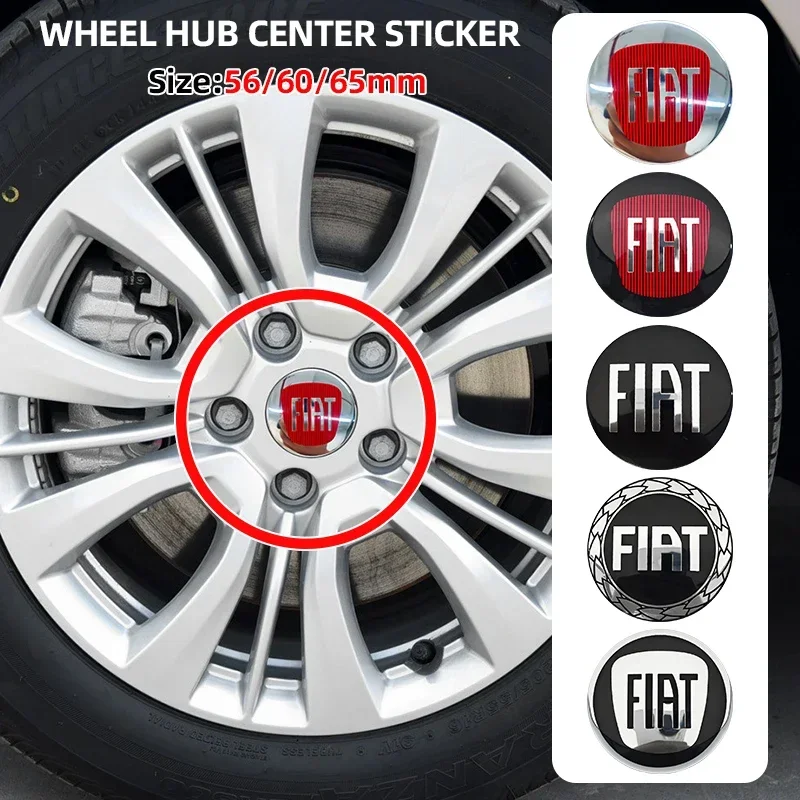 4 pegatinas/emblemas para tapacubos de rueda de coche de 56mm, 60mm, 65mm para Fiat 500, Ducato, Panda, Talento, Linea, Idea, Spider, Cronos