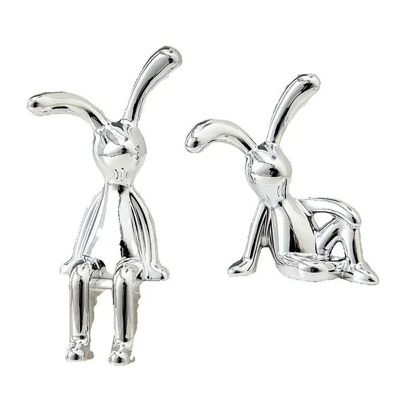 

2PC Long-Eared Rabbit Double Statue Cartoon Decoration Accessories Living Room Bedroom Car Decoration Desktop Decorative Ornamet