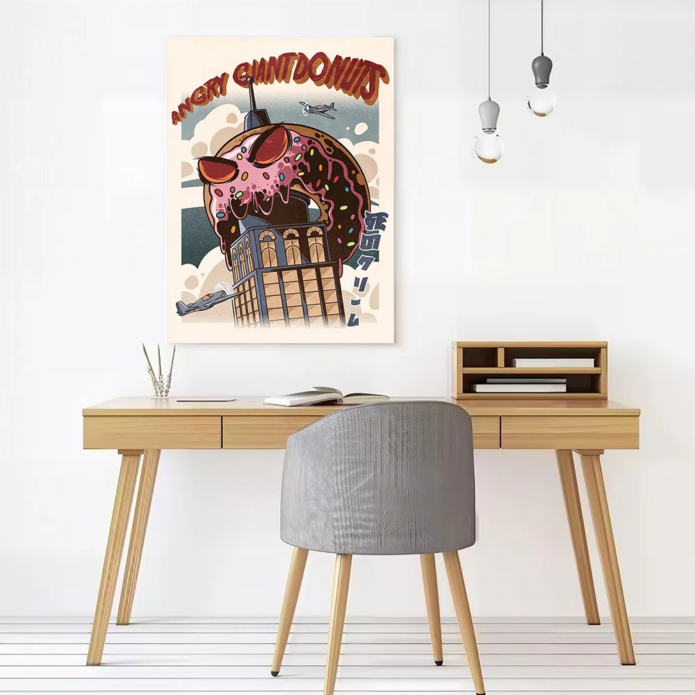 Angry Giant Donuts Canvas Wall Arts Poster Customizable Pictures Printing for Room Decor Luxury Decoration Art of Murals Bedroom