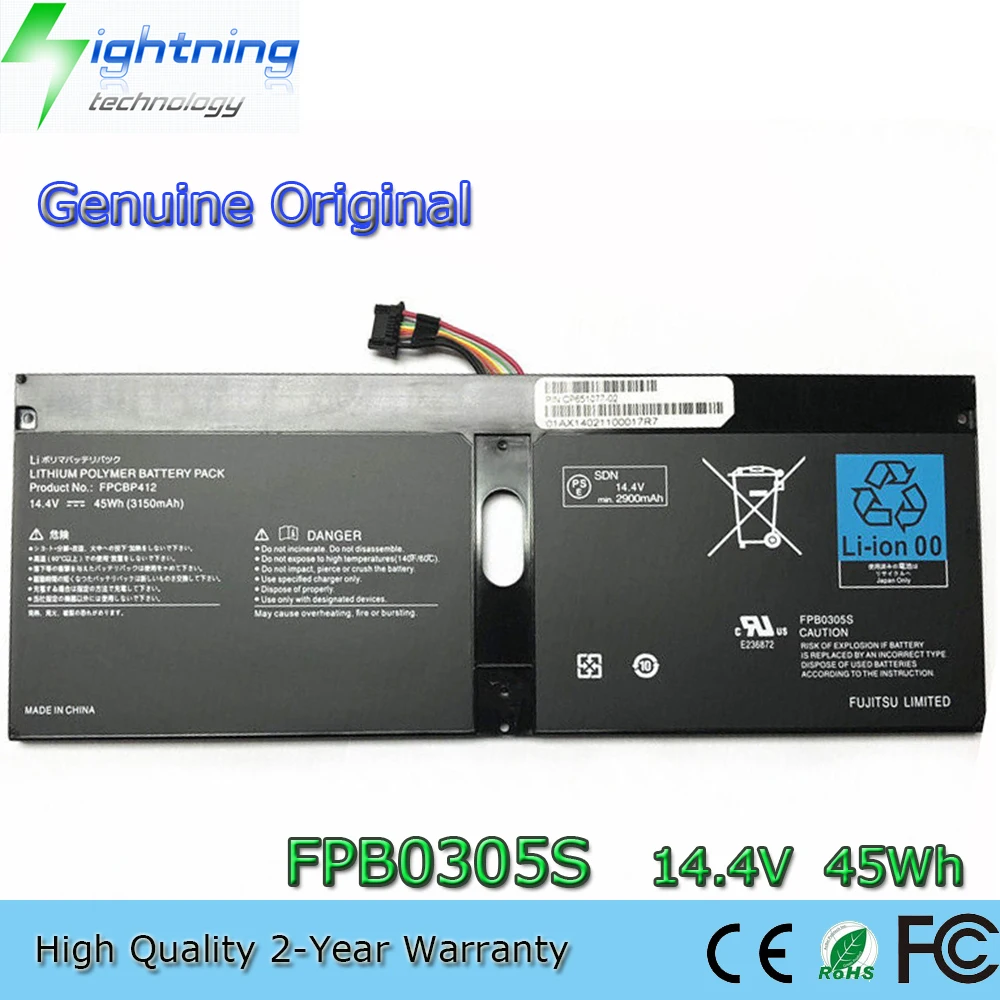 New Genuine Original FPCBP412 14.4V 45Wh Laptop Battery for Fujitsu LifeBook FPB0305S U904-0M75A1DE U9040MXPB1D FMVNBP232