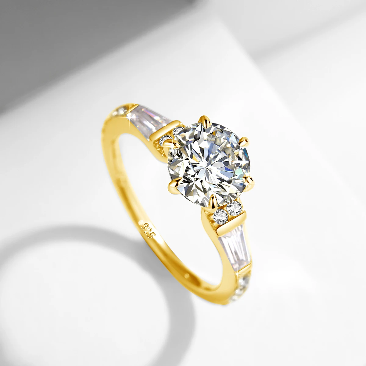  2CT Eheringe für Damen, 925 Sterling Silber, runder Schliff, Moissanit-Verlobungsring, luxuriöser Brautschmuck – Detail 4
