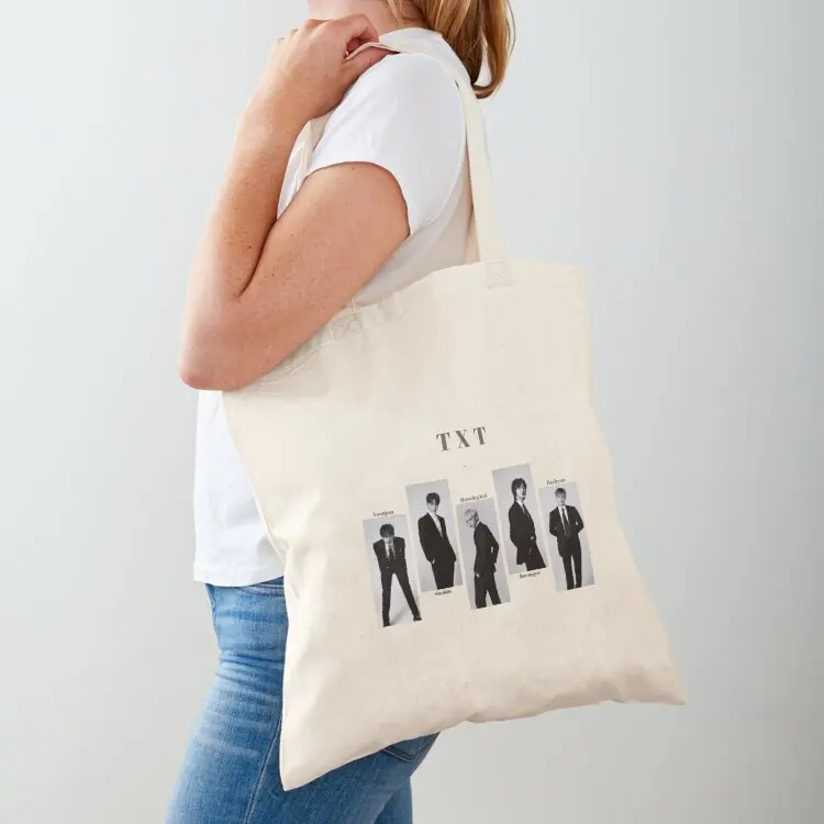 TXT Group photoshoot design Tote Bag shopper bag woman Cloth bag sacs de shopping free delivery bags