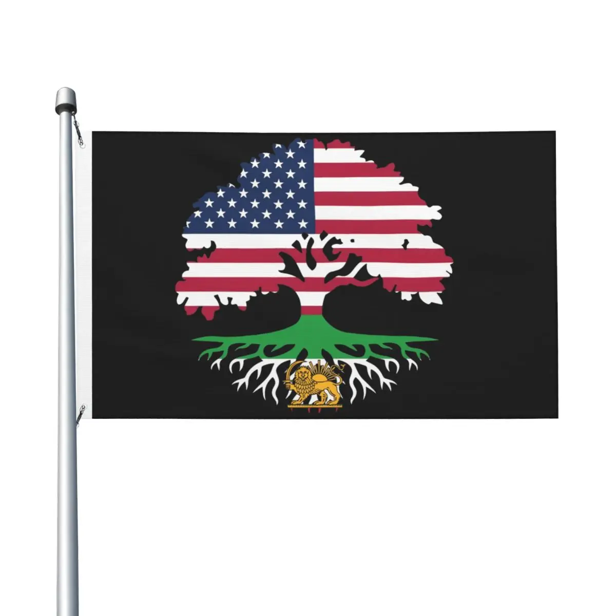 90X150cm Persian American Flag USA Persia Iran Flag Iranian Roots Flag For Living Room Dorm Decor Hanging Polyeste Flags Banner
