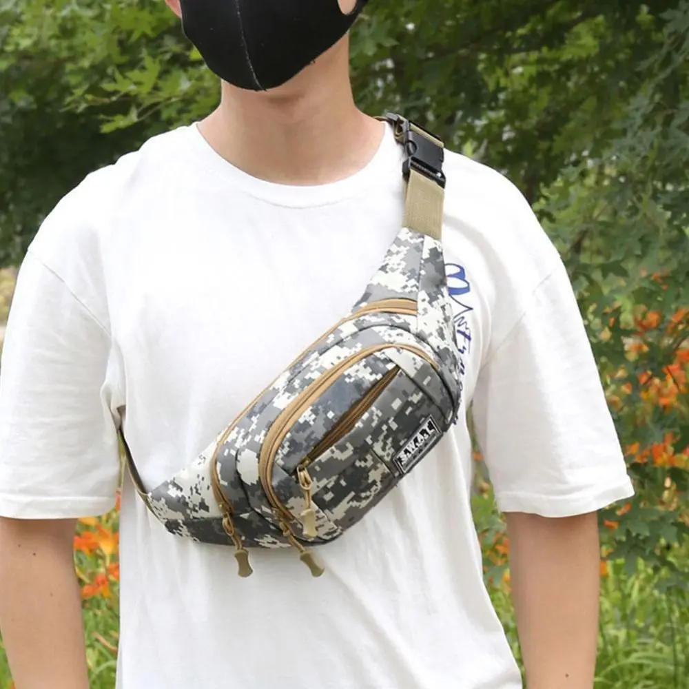 Durable Sling Bag Multi-layer Nylon Phone Pouch Waterproof Large Capacity Outdoor Waist Bag
