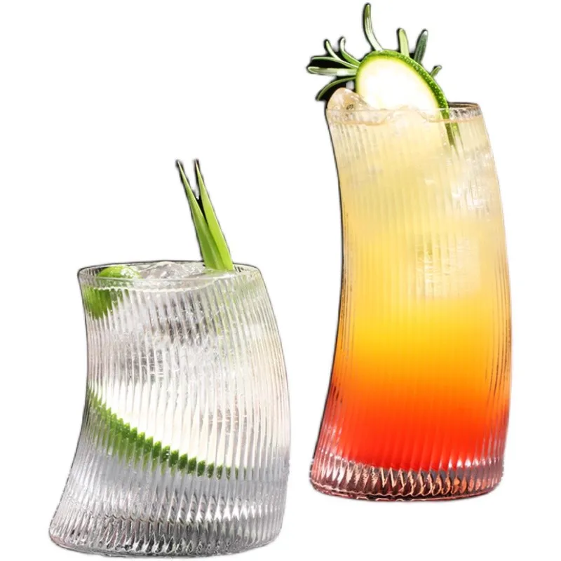 

500ml/340ml Glass Cup Sail Shaped Rolling Vertical Transparent Tea Juice Glass Beer Can Milk Drink Cups Bar kit