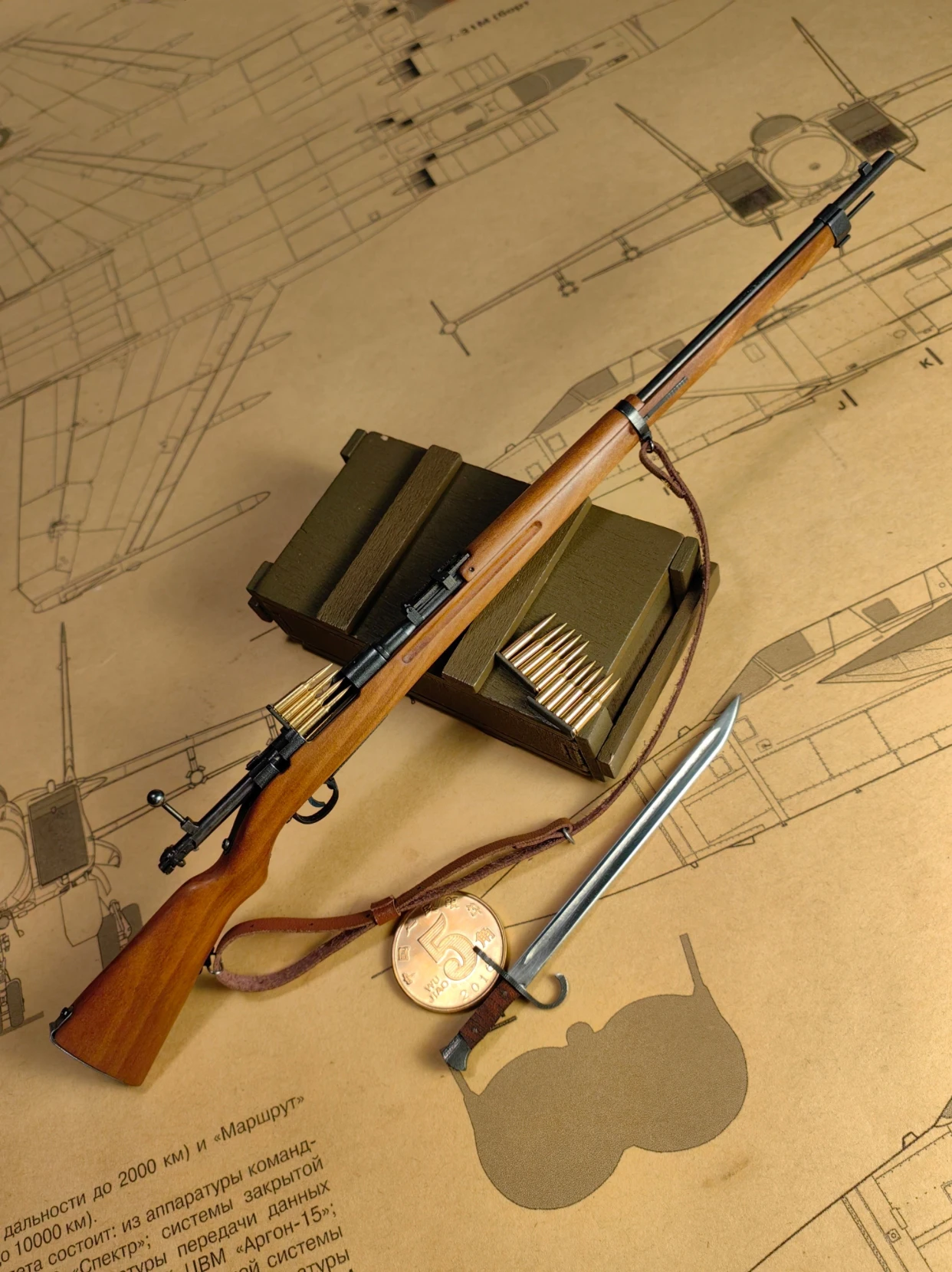 1:6 Mini Model Handmade Type30 Rifle Toy Gun Solid Wood Metal Rifle Disassembly Gun Model for Action Figures Collection