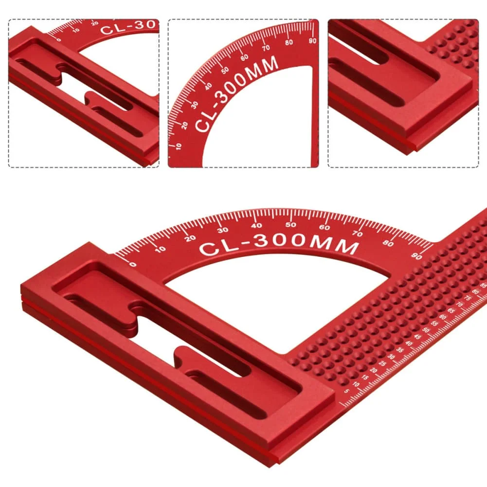 300mm Aluminum Alloy Right Angle Hole Ruler Woodworking Height Gauge Metric Dual Scale Measuring Tool For Cutting And Marking