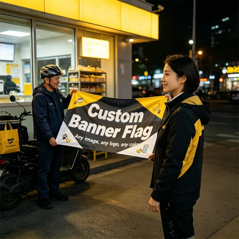 Custom Advertising Flags Full Of Livelys Day Holiday Designs Easy To Install Impressions On All Visitors Advertising Promotion