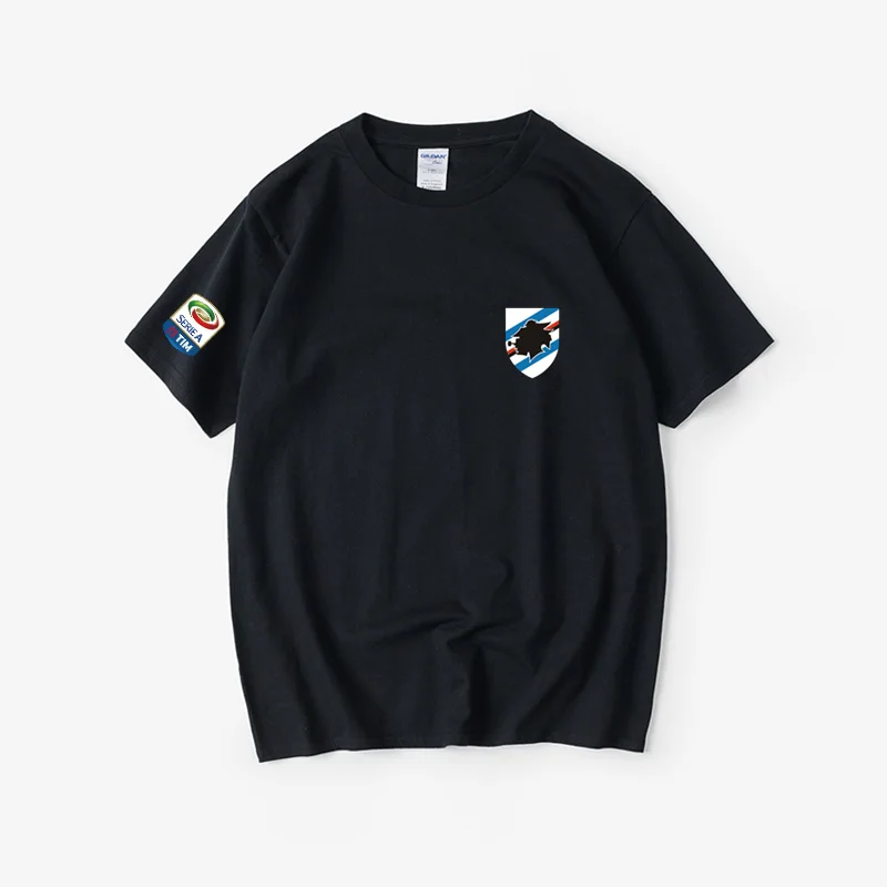 Camisa da Equipe Sampdoria da Série A Italiana, T-Shirt de Manga Curta, Decote Redondo, Tamanho Grande, Unissex, Estilo de Ru...