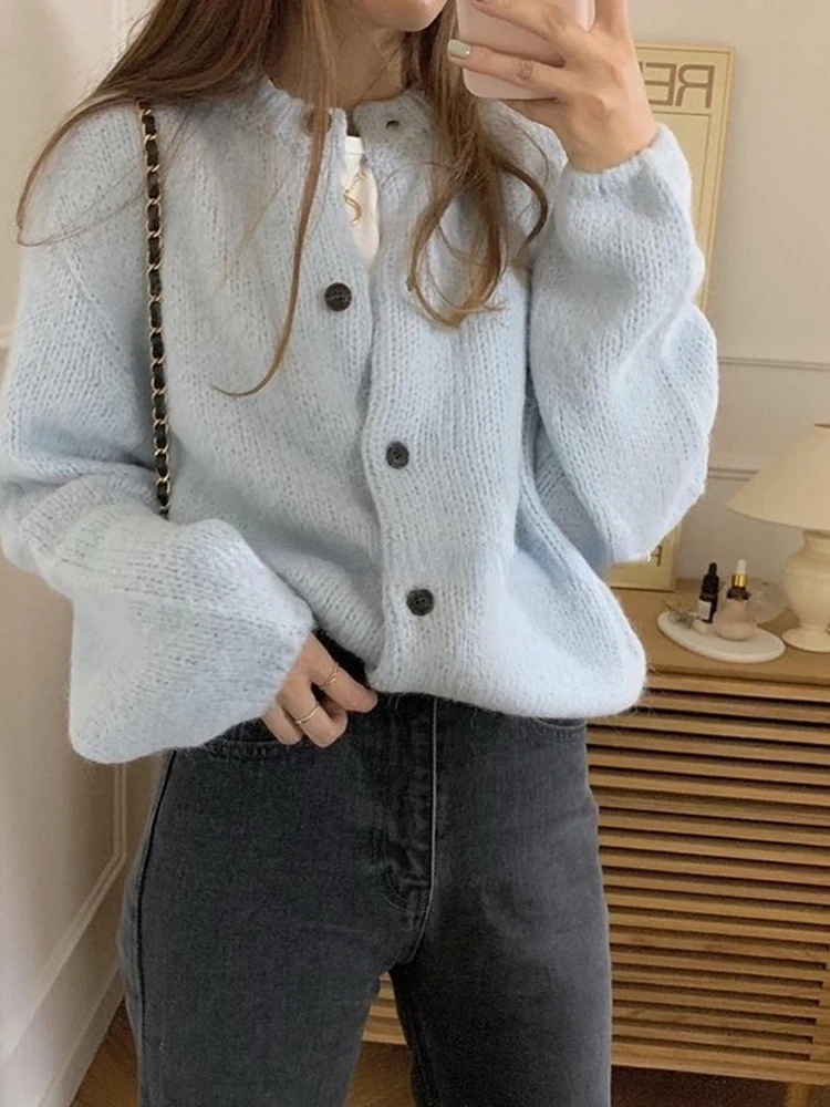 Women\'s Sweaters Cardigan Oversize Knitting Fall Winter Sweater Vintage Buttons White Cardigans Woman Knitted Long Sleeve Loose