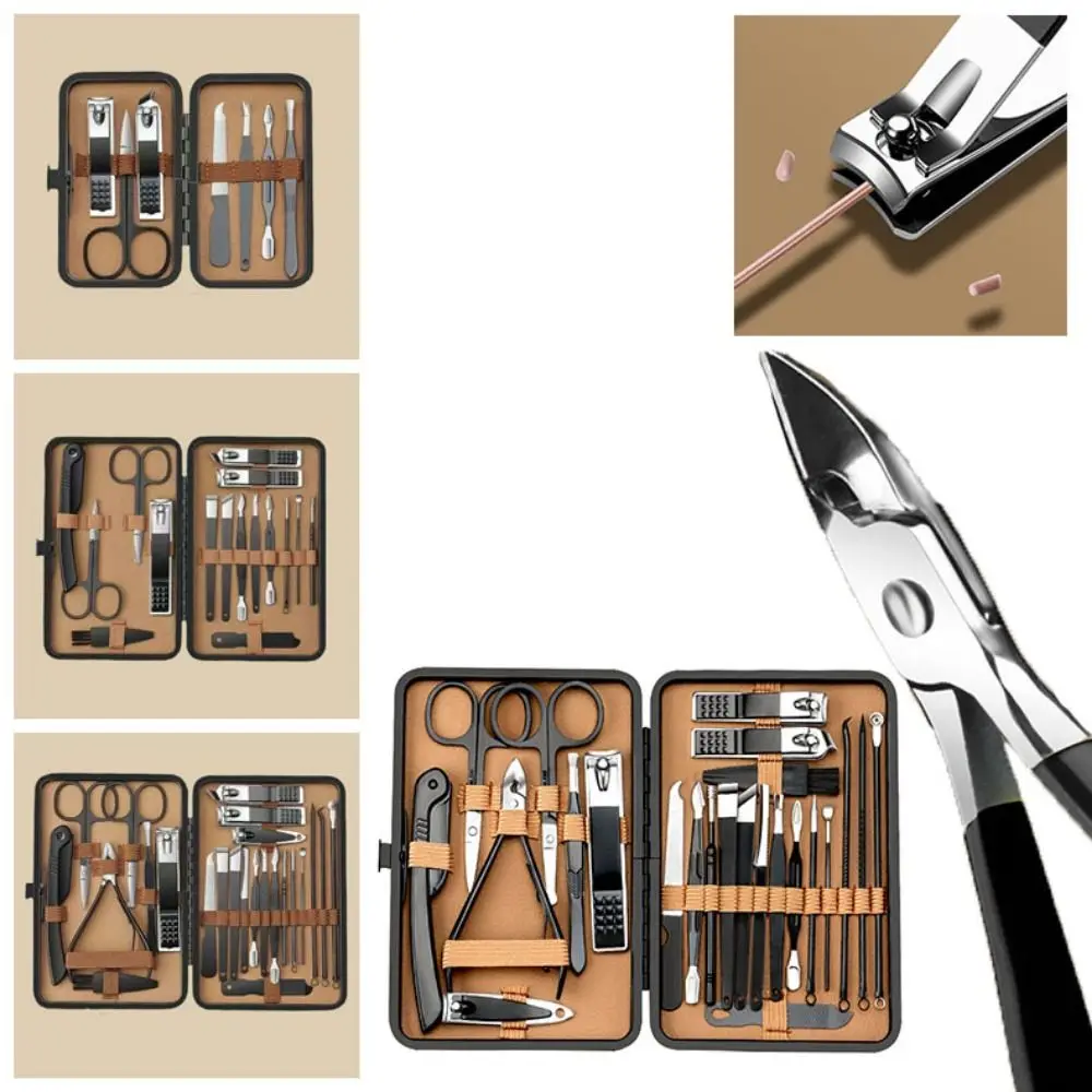 7/16/24 Pcs Portable Nail Clipper Kit Heavy-Duty Rustproof Nail Grooming Kit Trimmer Remover Stainless Steel Manicure Tool Set