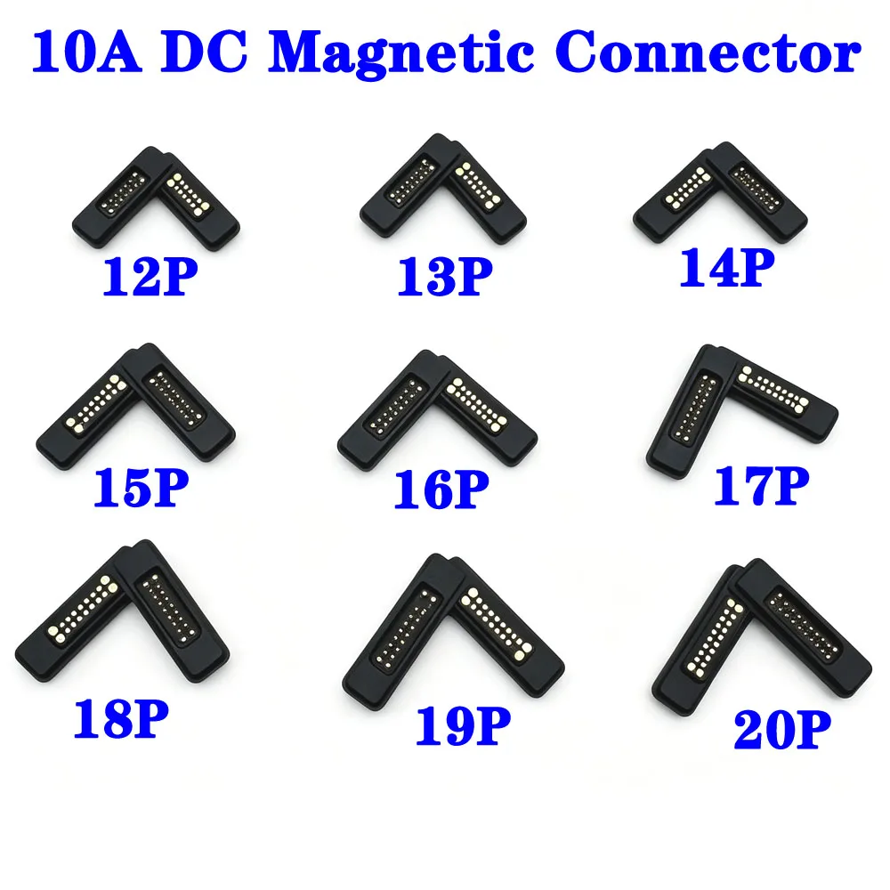 12Pin 10A High Current Magnet Suction Spring Pogo Pin Connector Male Female Probe DC Power Charging Magnetic Connector
