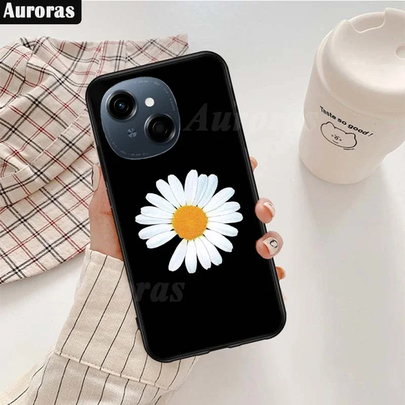 Skinlee For Tecno Spark Go 1 Case Luxury Chrysanthemum Ring Silicone Matte Cover For Tecno Spark Go 2024 2023 1 go Back Casing