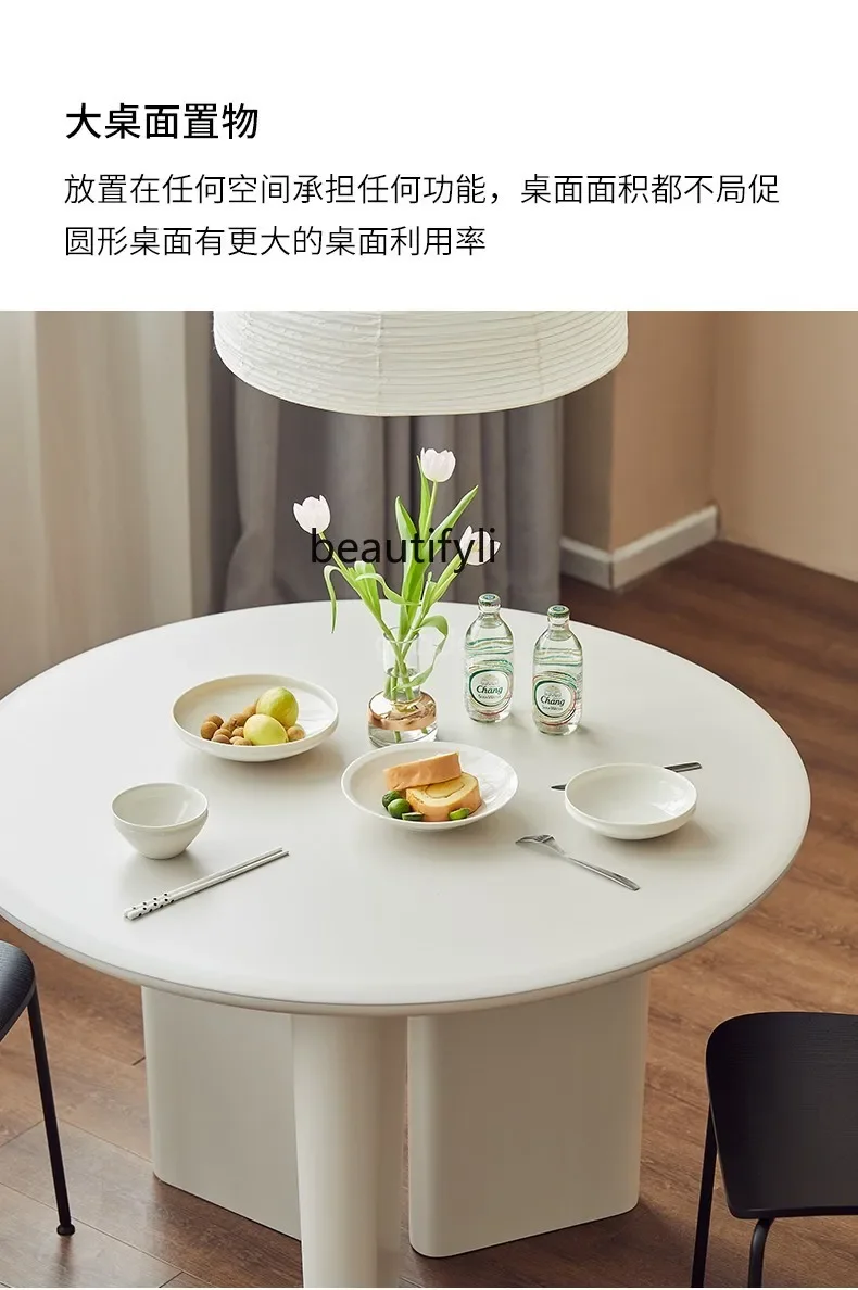 07Nordic Modern round Table Home Small Apartment American Simple Italian round Solid Wood Dining Table