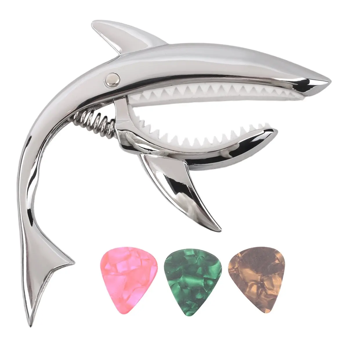 【CYBER MONDAY】 Guitar Capo Zinc Alloy Capo for Acoustic Electric Classical Guitars and Ukulele Capo with Pick,Silver