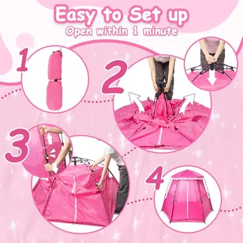 女孩公主彈出式遊戲帳篷:78吋x66吋大型室內外遊戲城堡,粉紅色 10 最佳銷售 兒童帳篷 - №5